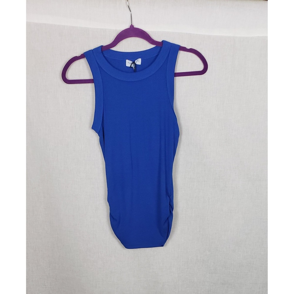 Michael Stars Cobalt Blue Halley Ruched Side Tank Top Ultra Ribbed XSP USA